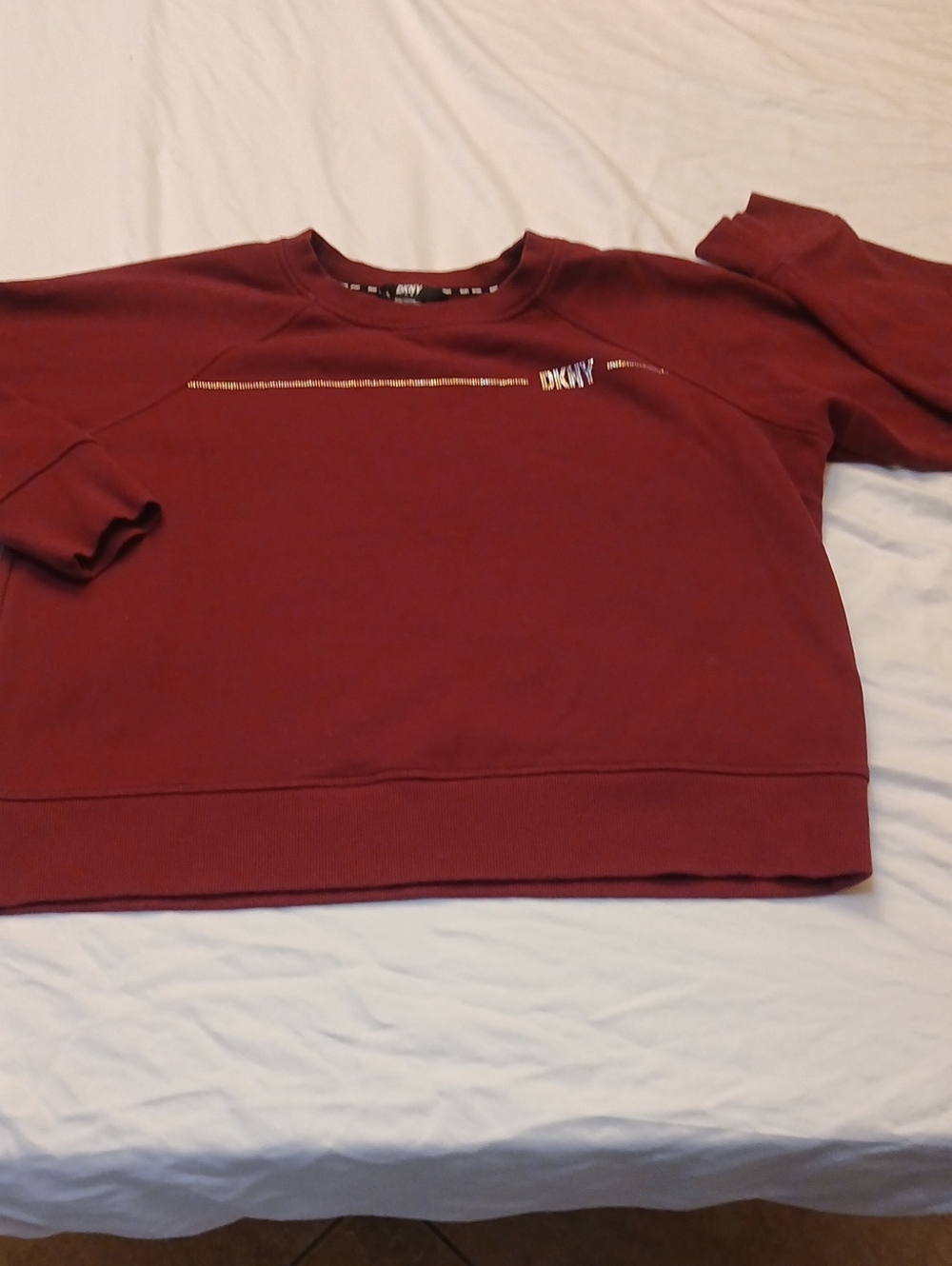 DKNY Med Burgundy Crewneck Sweater with Subtle Logo